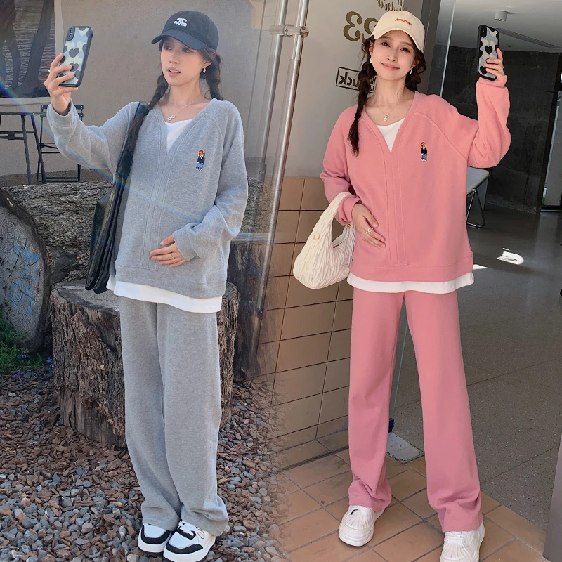 Y830#夏天孕妇装早春运动大码女装休闲孕妇装套装两件套