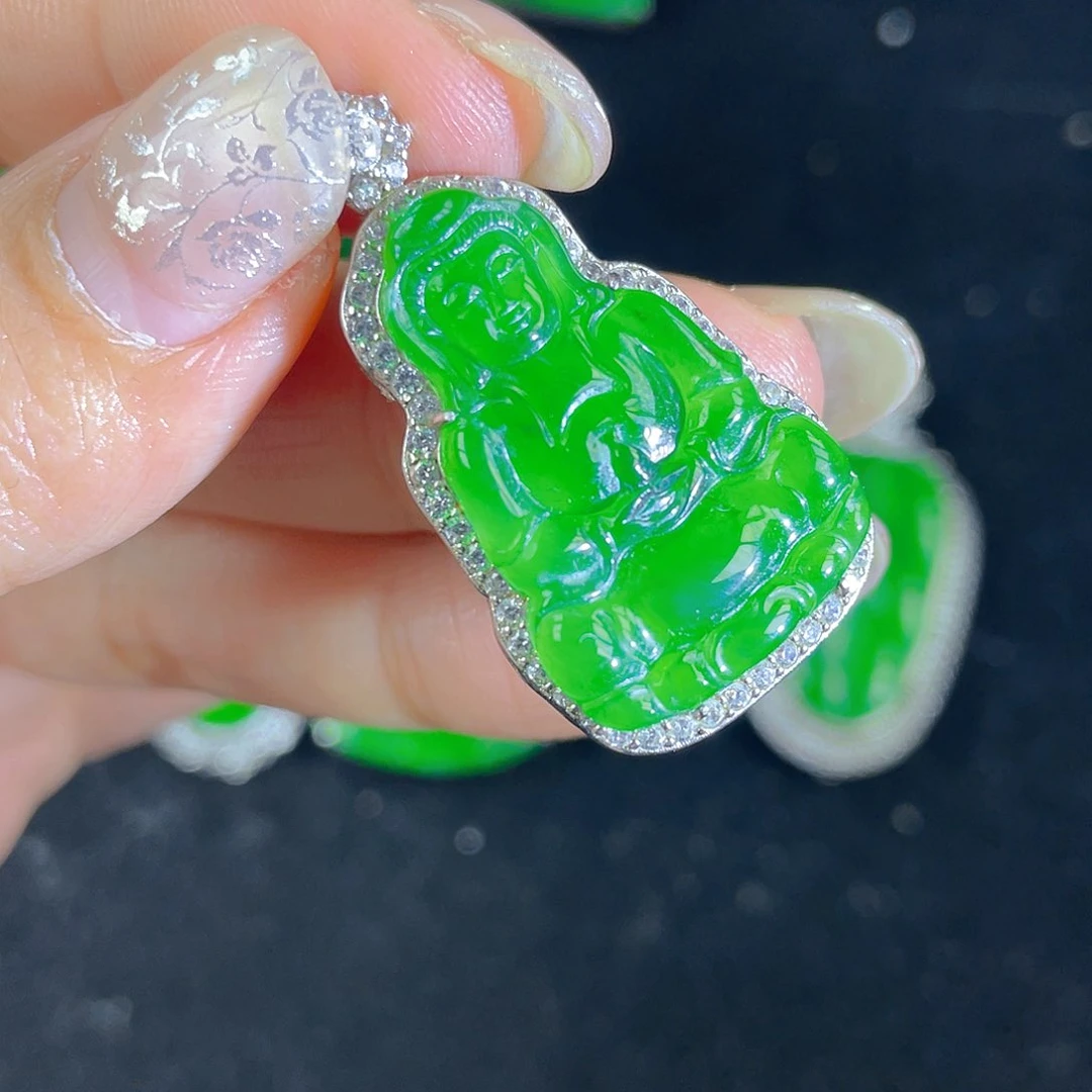 翡翠吊坠(不含链)银S925镶嵌