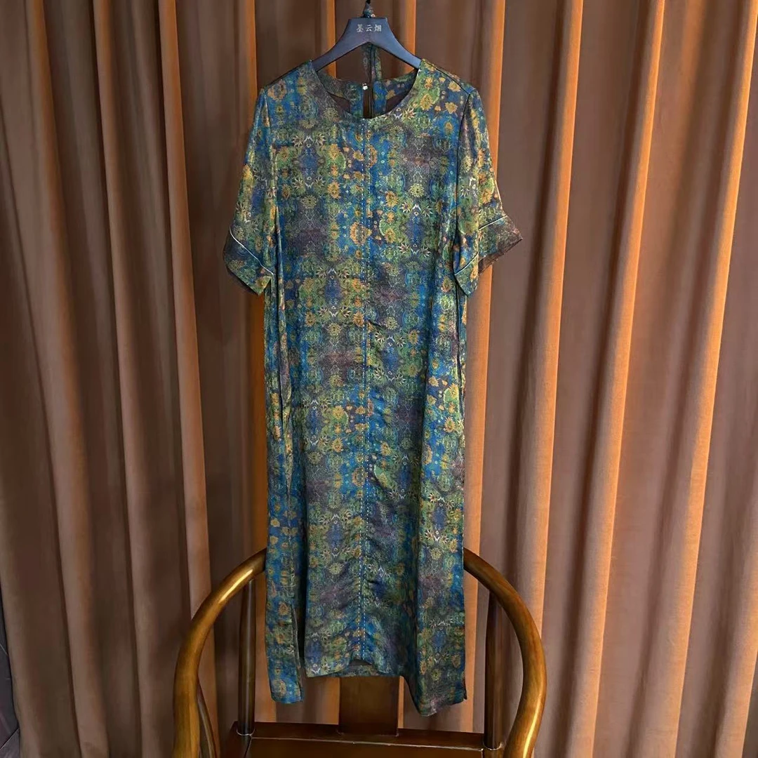 【余瑶】新中式时尚国风复古气质连衣裙女装2025夏季新款长裙