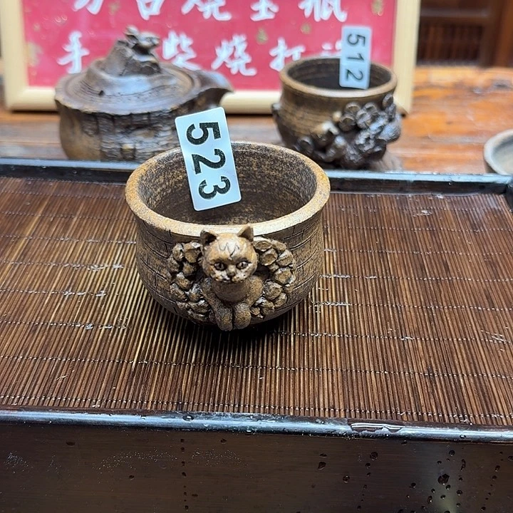 纯手工制作粗陶茶具