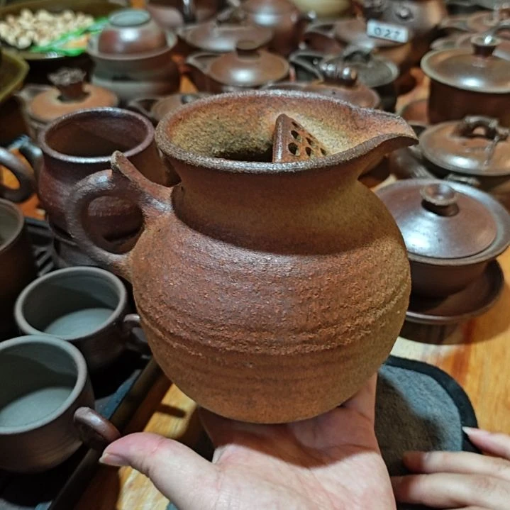 粗陶烤茶罐带滤网款