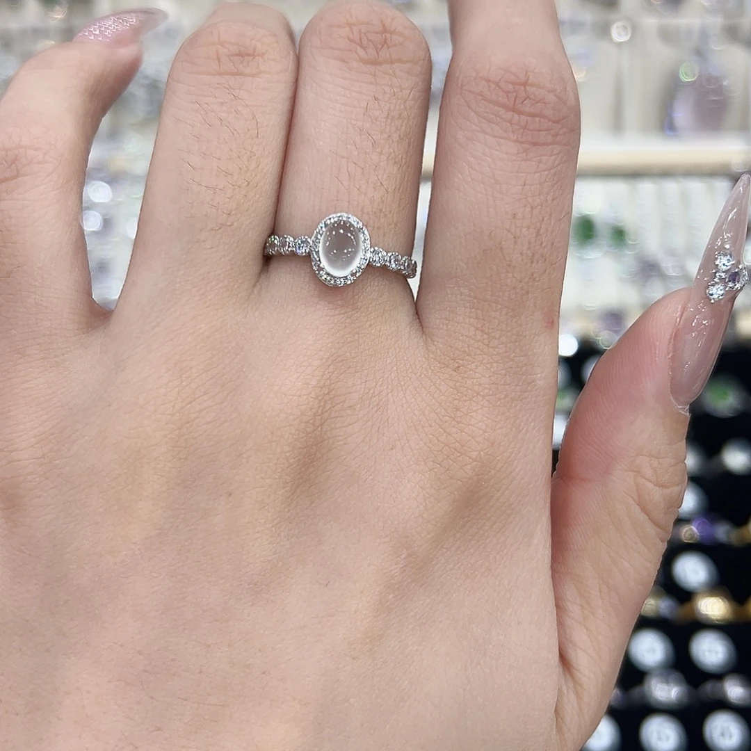 岫玉银S925镶嵌戒指