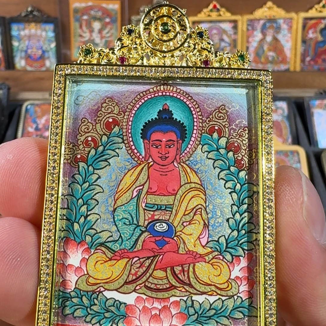 热贡纯手绘唐卡阿弥陀佛