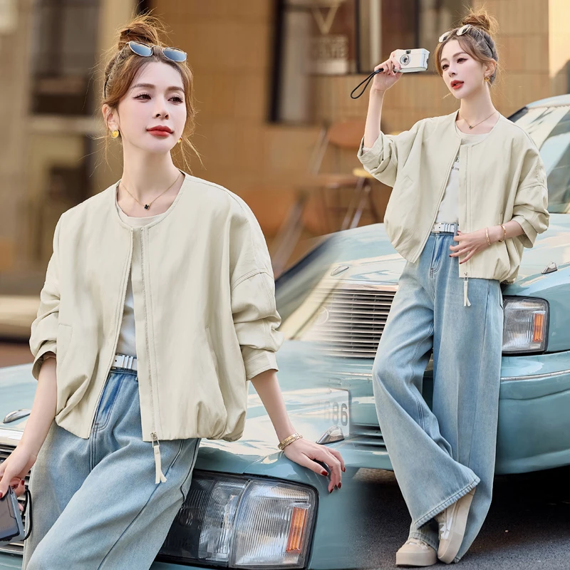 韩系气质蛋白皮皮衣外套女2025春秋新款简约风小个子百搭短款上衣