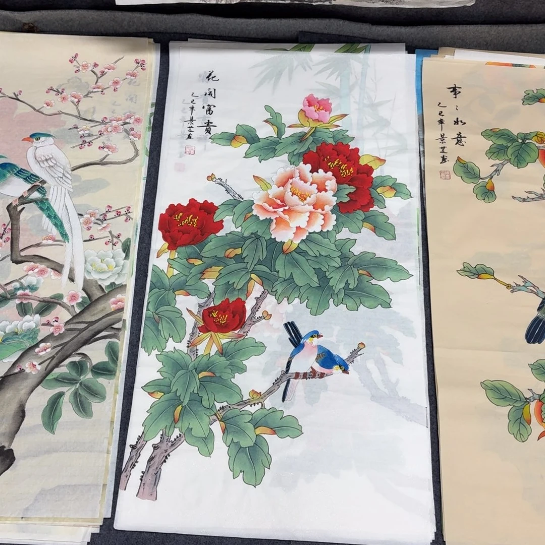 国画100×50工笔手绘画画画