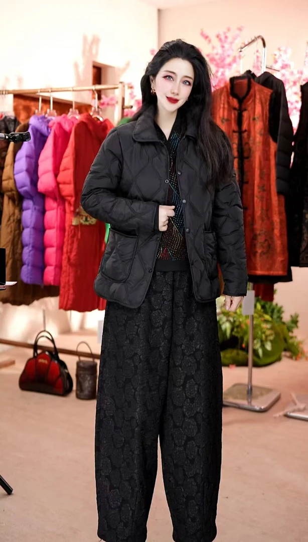 2025 新款 小女士秋冬棉服保暖时尚韩版轻薄菱形双线百搭休闲棉衣