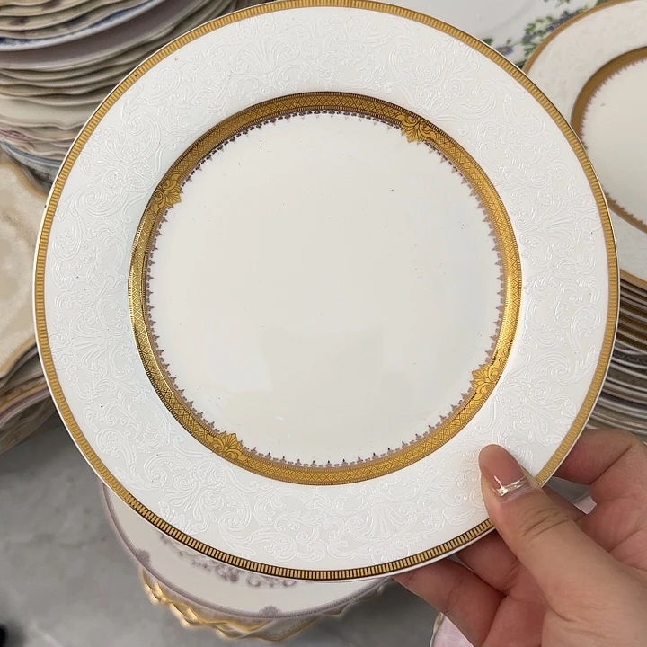 瓷7.5英寸双金边平盘4个微瑕