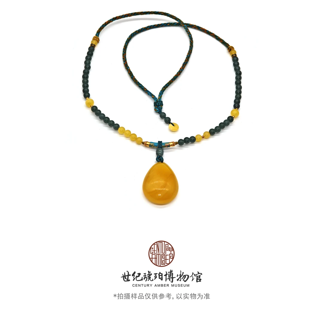 天然俄料蜜蜡手串新蜜水滴吊坠项链-22000763