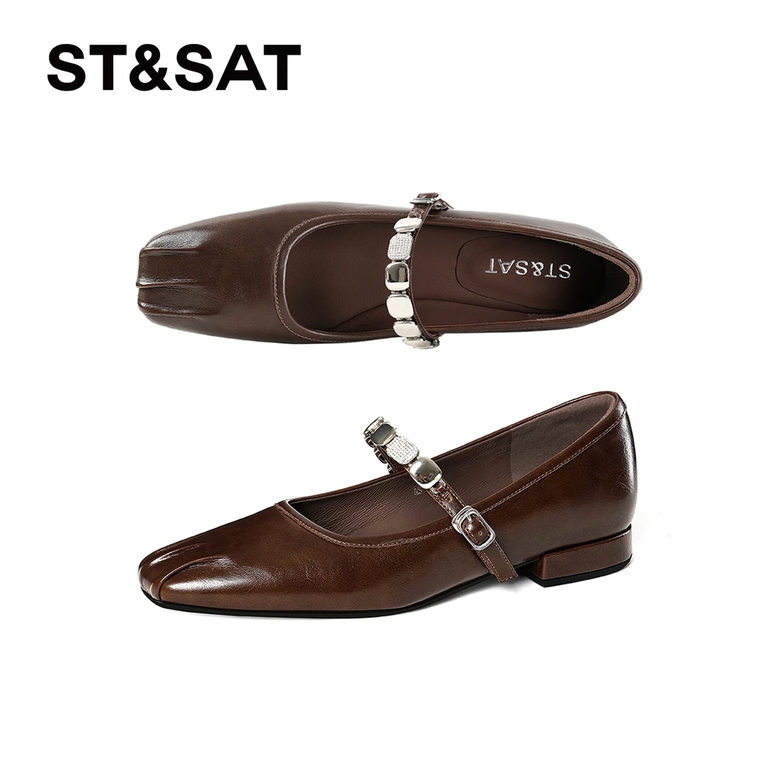 St&Sat/星期六方头极简风玛丽珍百搭单鞋法式低跟复古英伦风女鞋