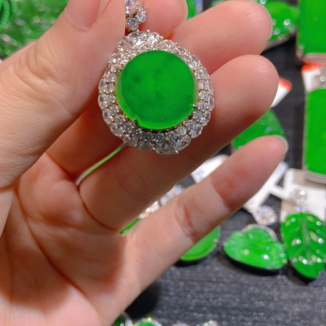 翡翠银S925镶嵌吊坠(不含链)