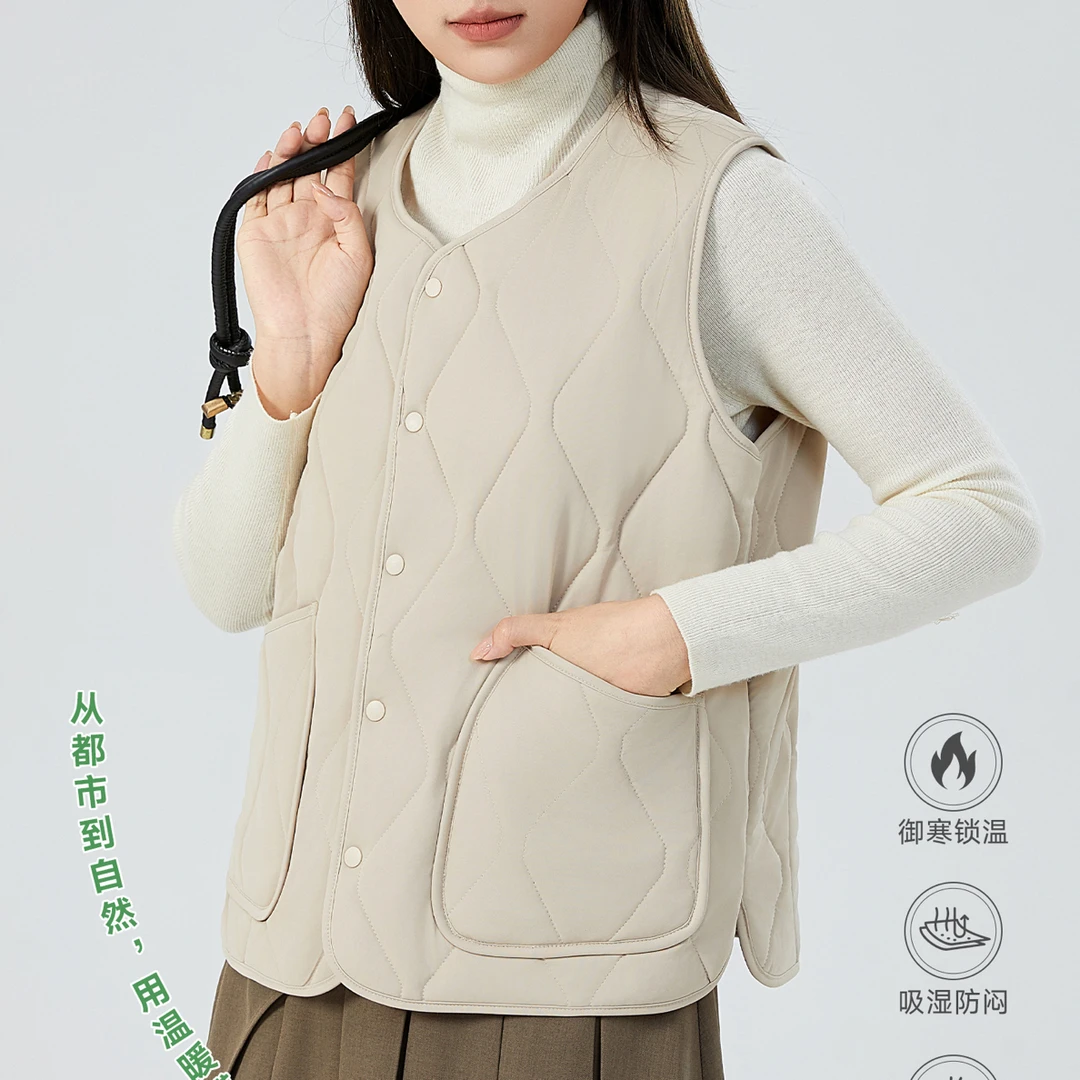 肉肉新品超级好穿的圆领发热保暖加厚内搭外穿马甲外套百搭舒适