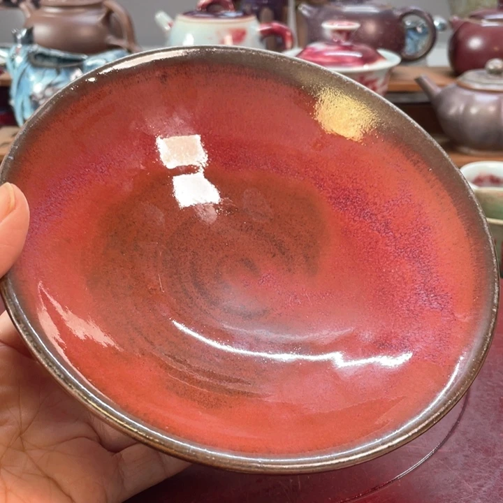 摆件传统煤烧手工果盘 壶承