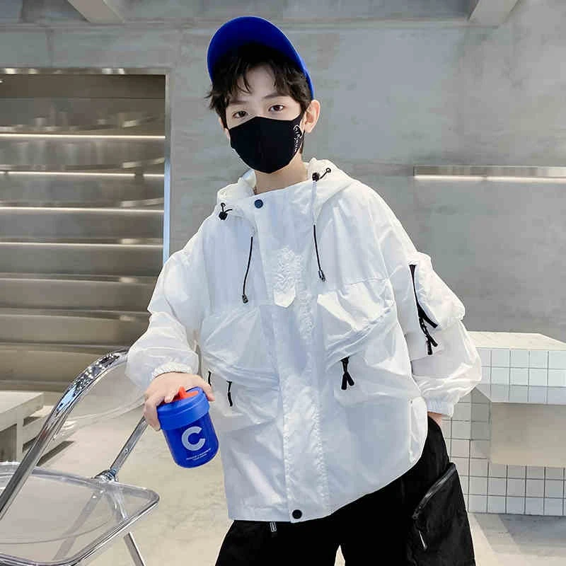 休闲防晒衣男孩新款防中大童夏季春秋薄款夏装儿童装男童透气宽松
