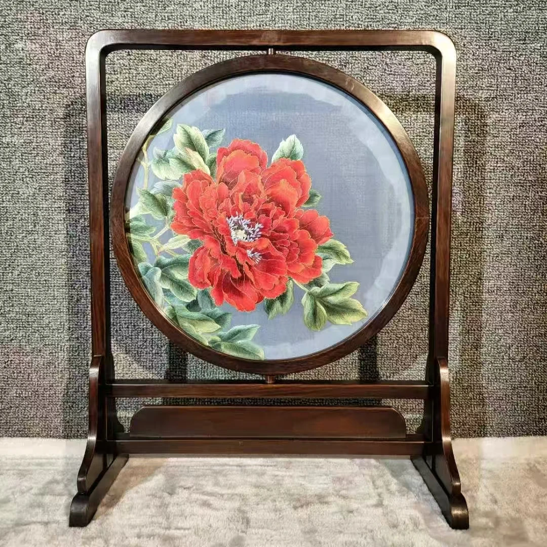 苏绣双面绣摆台客厅书房摆件