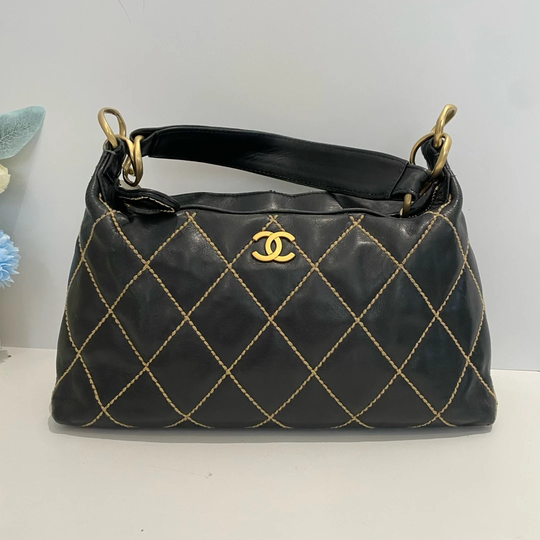 95新 Chanel/香奈儿 黑色中古9开饭盒手提包16597643