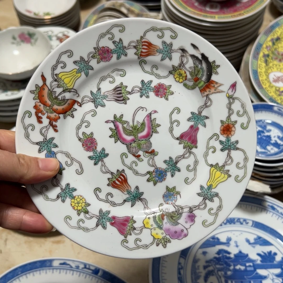 瓷盘景德镇陶瓷粉彩盘18公分