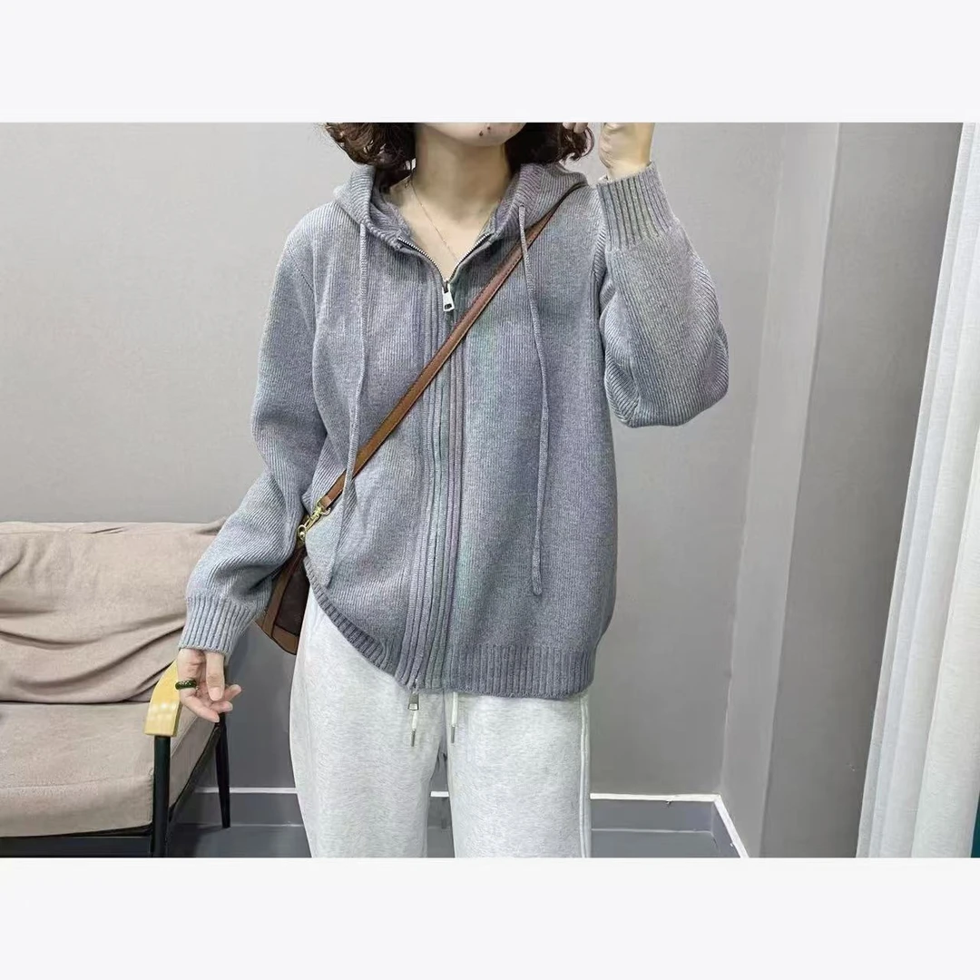新品净版拉链毛衣帽衫