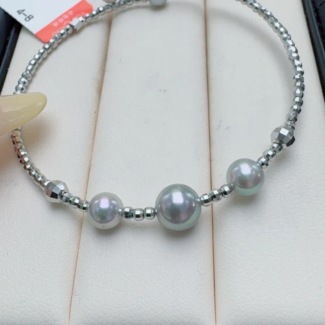 银S925镶嵌手镯海水珍珠@@ys322