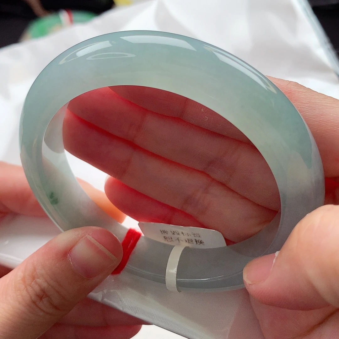 未镶嵌手镯翡翠59.3圈口 冰湖水绿飘花