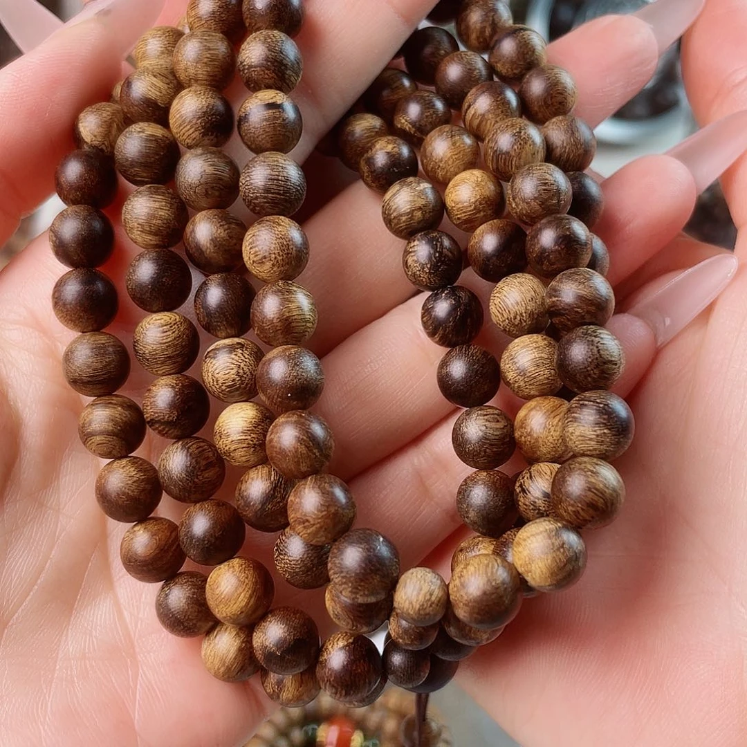 手串沉香富森红土沉窖藏古董瘤疤0.8×108