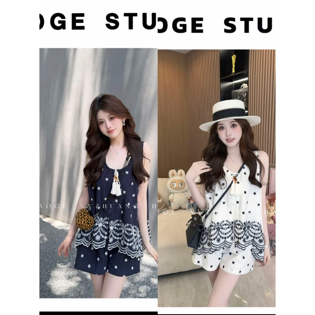 浩哥严选雪野漫游HGX5TZ1638A上衣+休闲裤预显瘦气质时尚夏季款