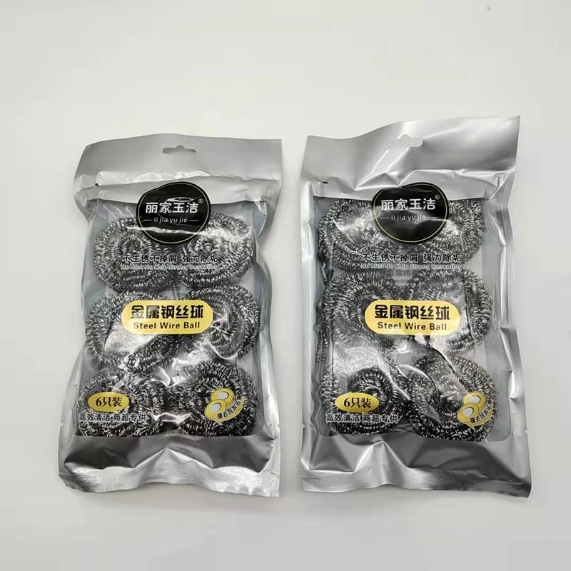 家用金属钢丝球不锈钢清洁球刷锅6个装清洁球厨房清洁锅刷批发