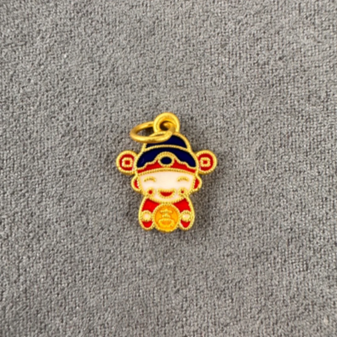 足金999高温珐琅彩神提溜