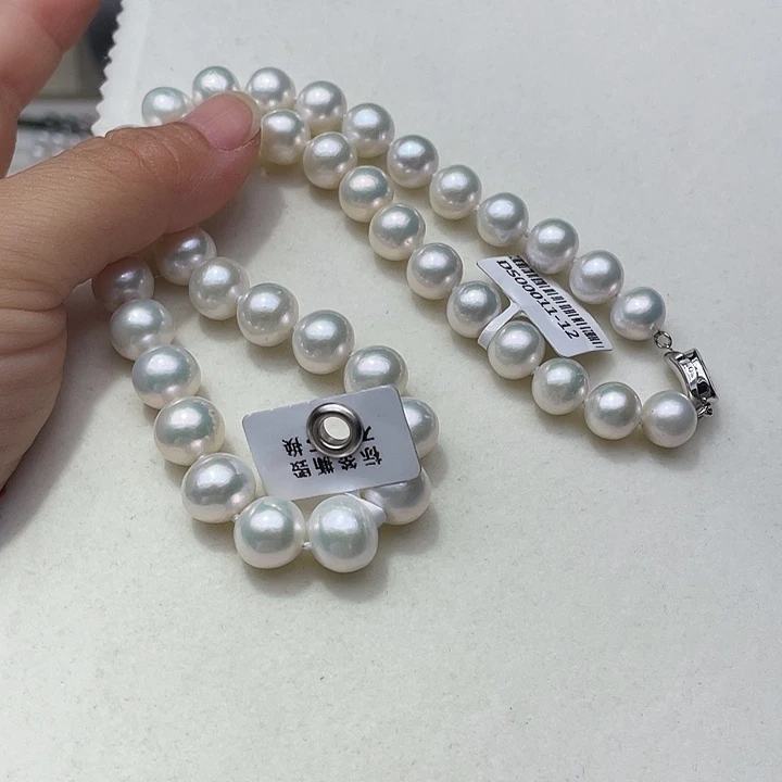 淡水珍珠银S925镶嵌颈饰卡11➕高品极光白炫澳绿炫彩