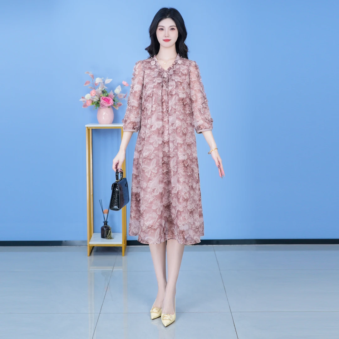 【SJYH282】2025年春季新款时尚优雅减龄连衣裙显瘦气质
