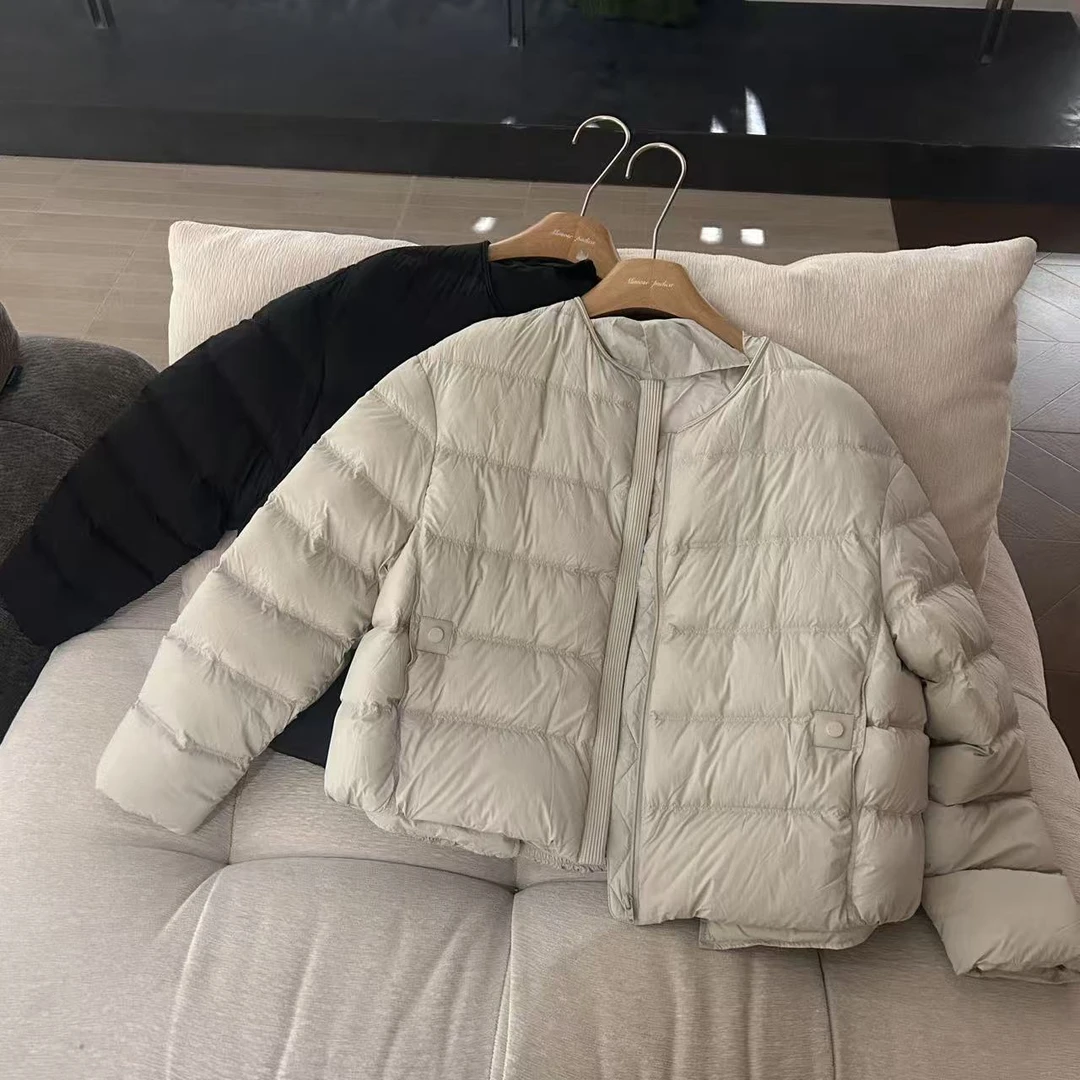 新款简约气质90白鸭绒短款羽绒服（衣长56，s充绒量87.2gM充绒量91g