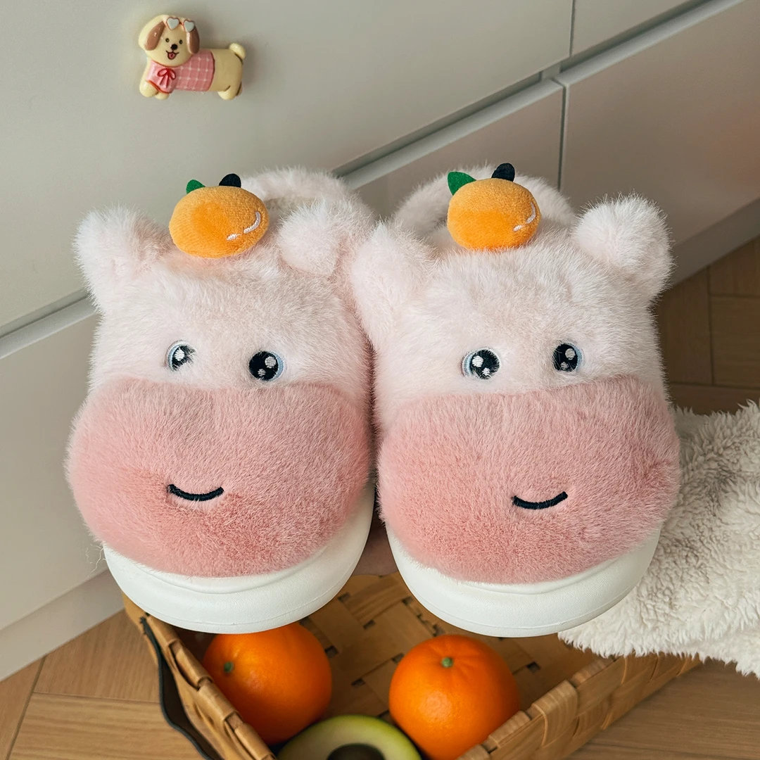 可爱水豚噜噜棉拖鞋女款秋冬季新款外穿防滑家居室内保暖毛绒棉拖