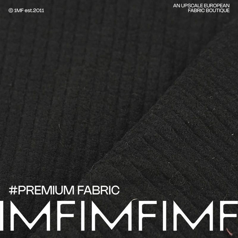1212每米省126元4.4折意大利A玛尼风格黑 华夫格面料150CM 415G/M