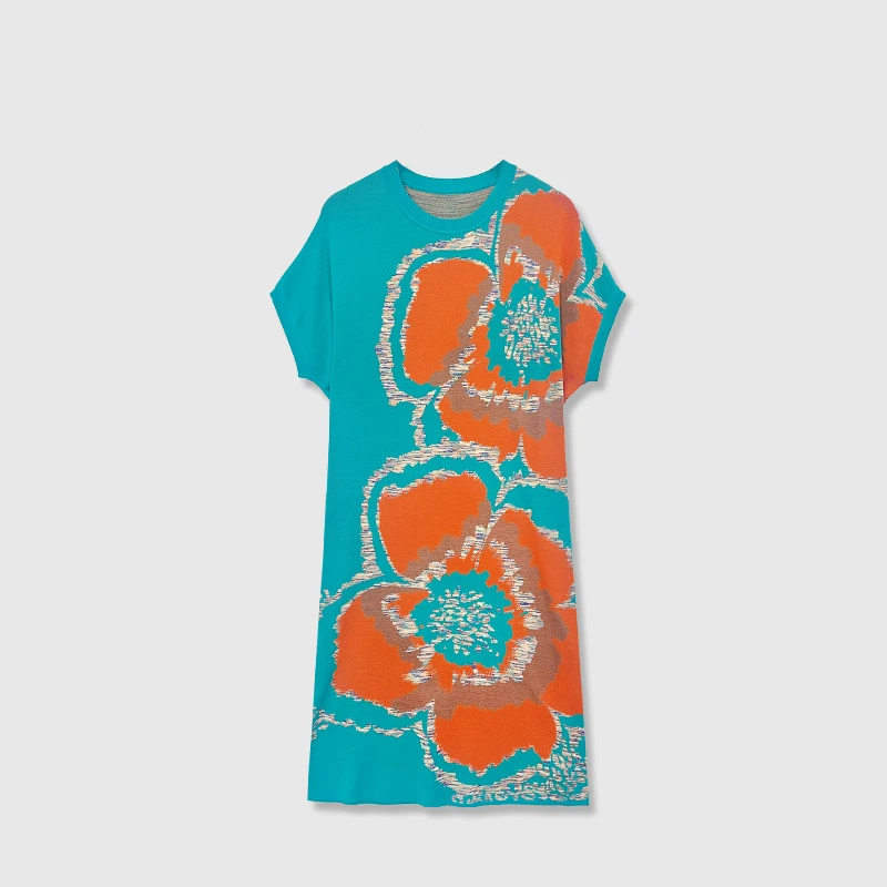 [DTL2]双花新品女士宽松连衣裙中长款休闲女装2ZL01CZ101