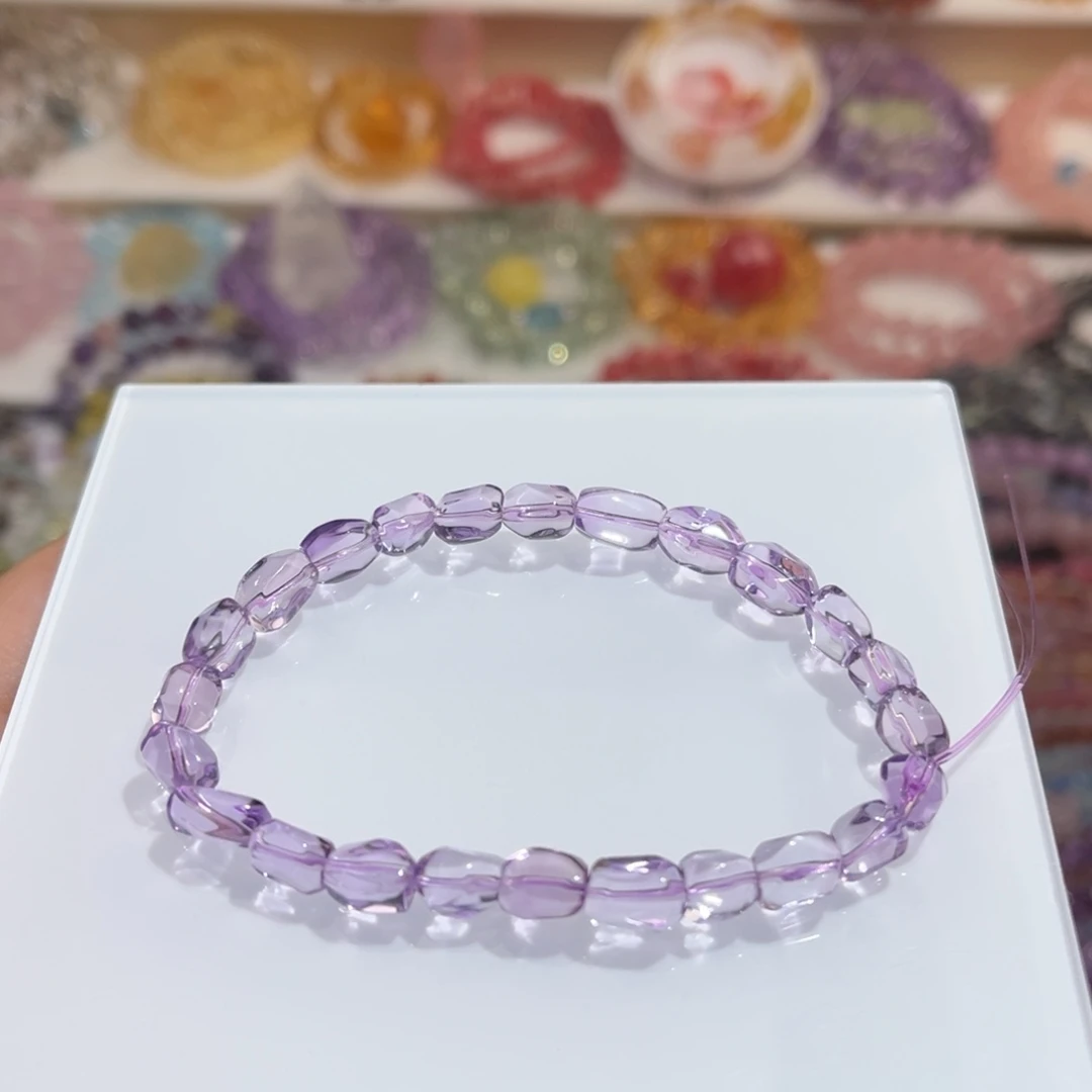 水晶手链未镶嵌99净紫水晶切割面单圈