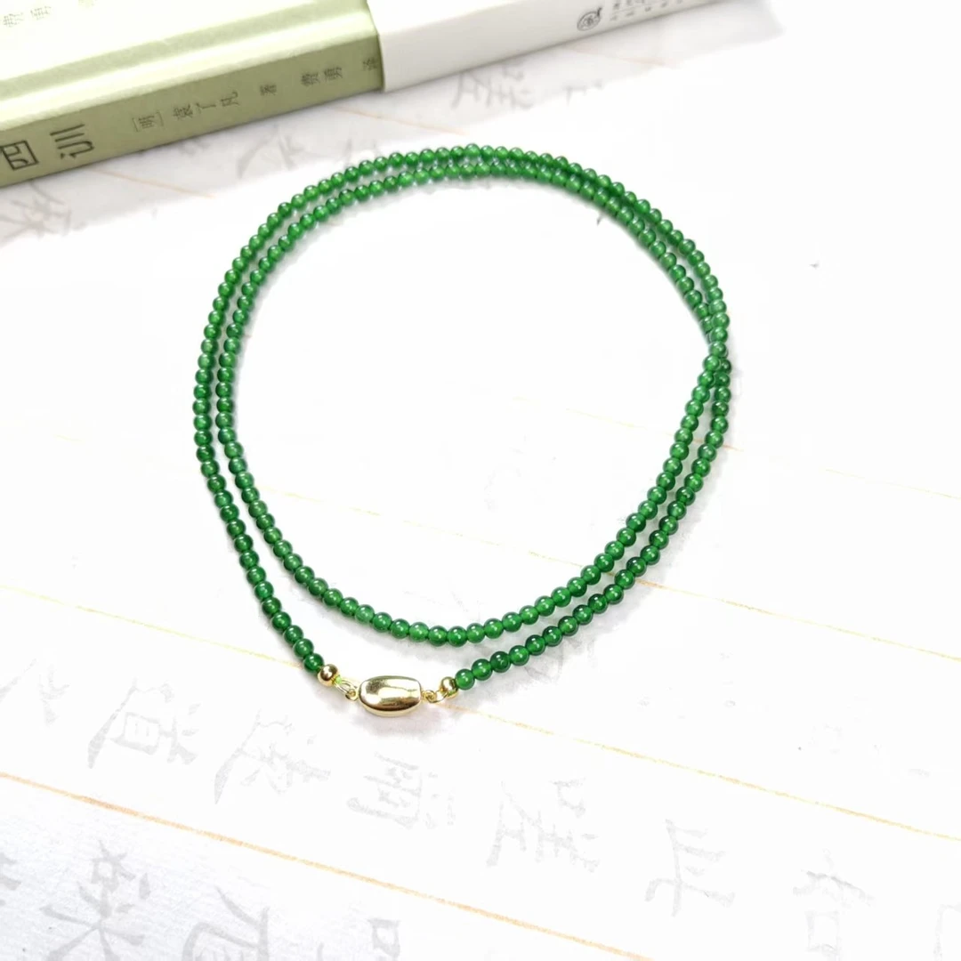 【睿泽鉴宝】s925翡翠小米珠链 2mm GG0141