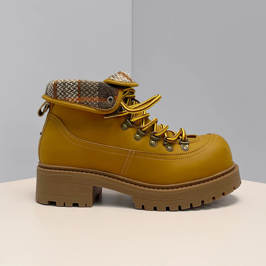 日系工装风高帮马丁靴男系带户外靴增高厚底靴子男款两穿潮流皮靴