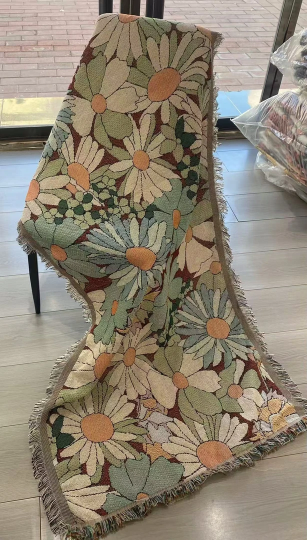 【石头花】90x180±5cm流苏沙发毯靠背巾单座多座沙发毯