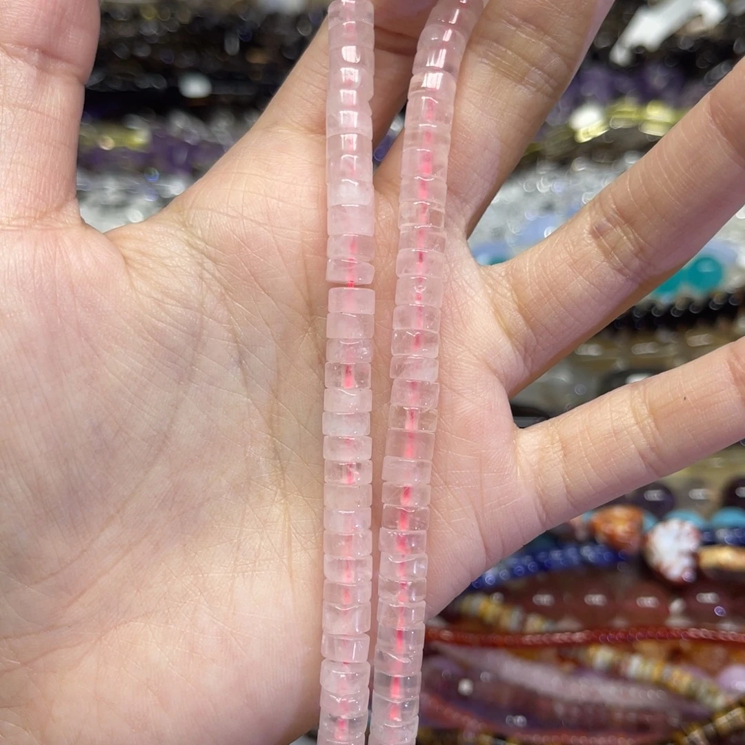 水晶未镶嵌颈饰天然粉水晶卡6.6长条38厘米