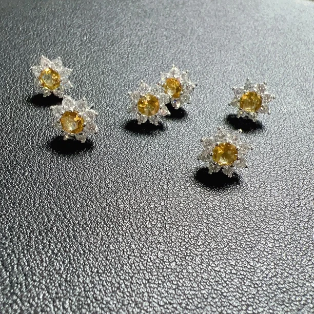 黄水晶太阳花s925耳钉 ZY（多样性发其一）