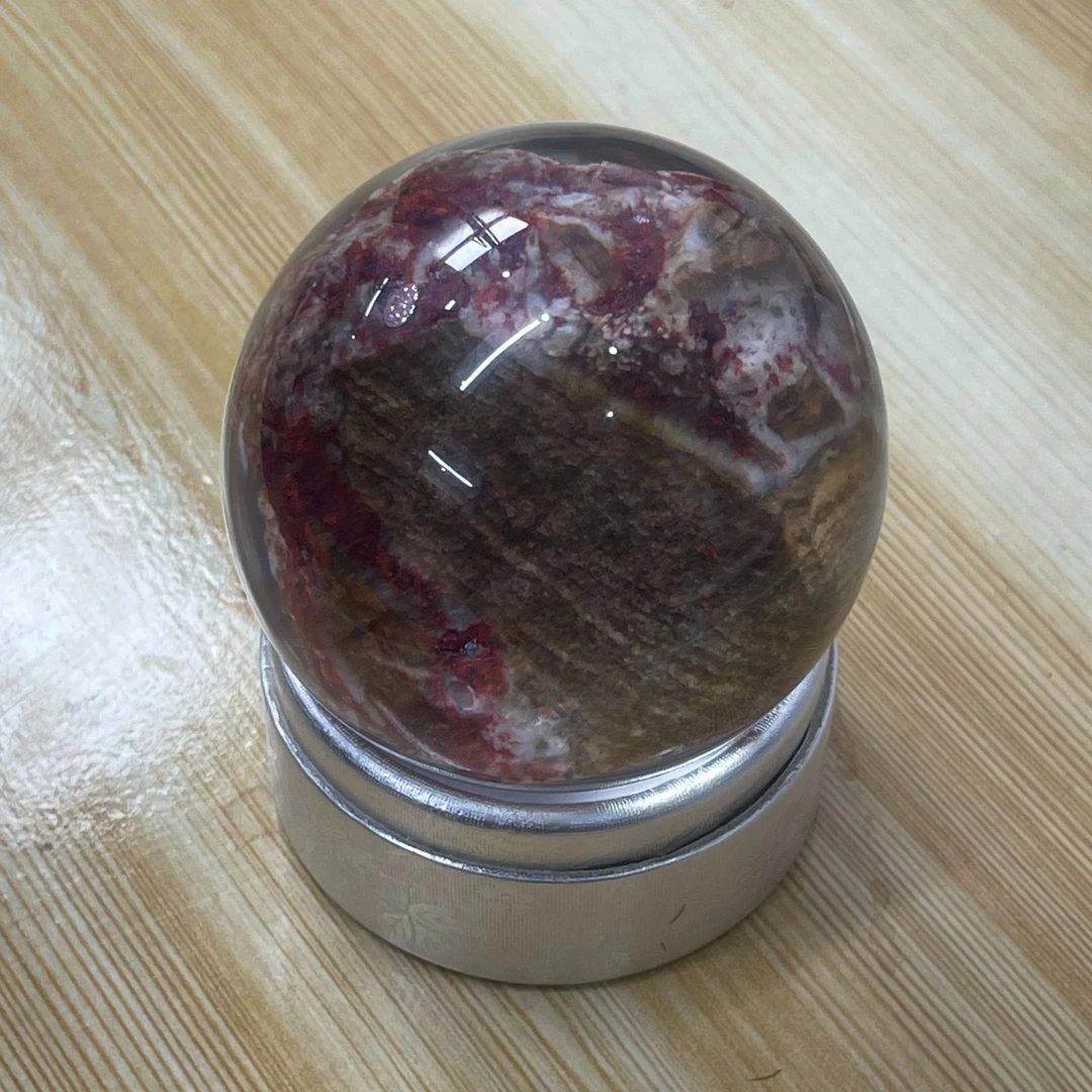 天然辰砂天然原矿朱砂圆球摆件 多样性发其一