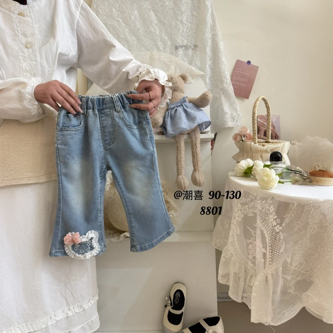 潮喜 25夏季新款薄款喇叭直筒牛仔裤9分