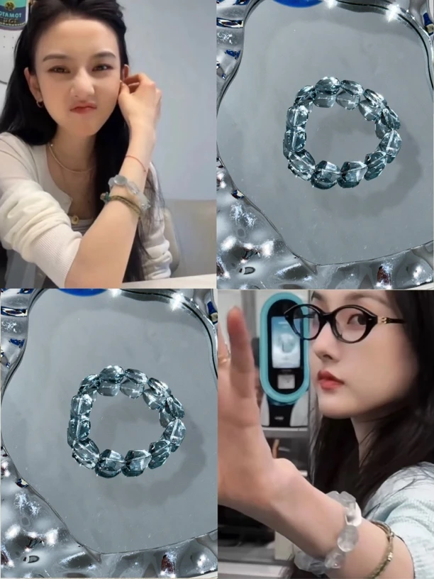 非金属仿水晶手链 宋祖儿同款仿蓝兔毛水晶复古网红饰品手串ins