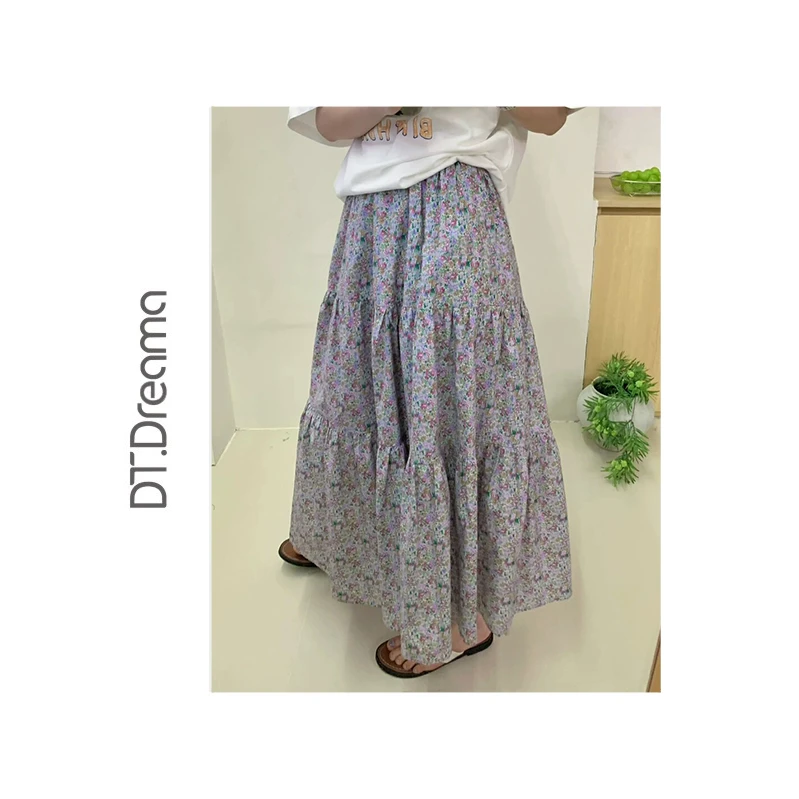 碎花A字半身裙女2025夏季新款韩版温柔风高腰简约休闲长裙子时尚
