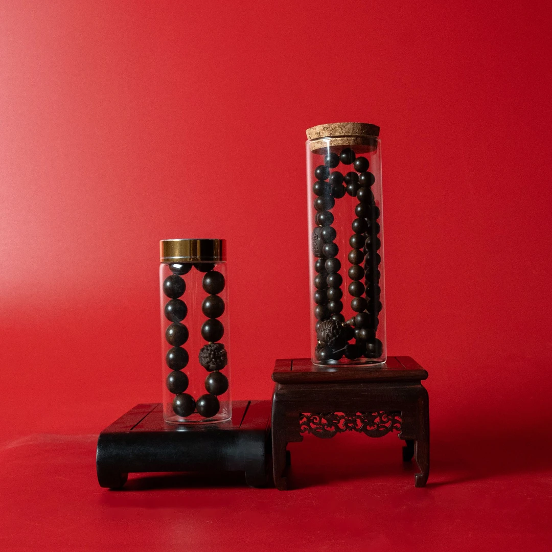 【沉水】富国岛倒架W年雷击玉化老料1.6单圈+1.0多圈貔貅沉香木雕