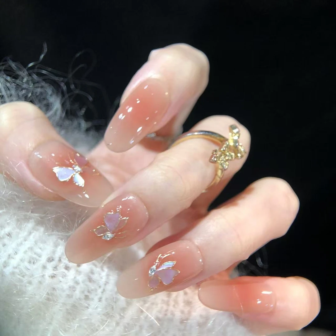 喵公子【潋潋清蝶】【原创设计师款】纯手工穿戴甲可拆卸美甲光疗甲