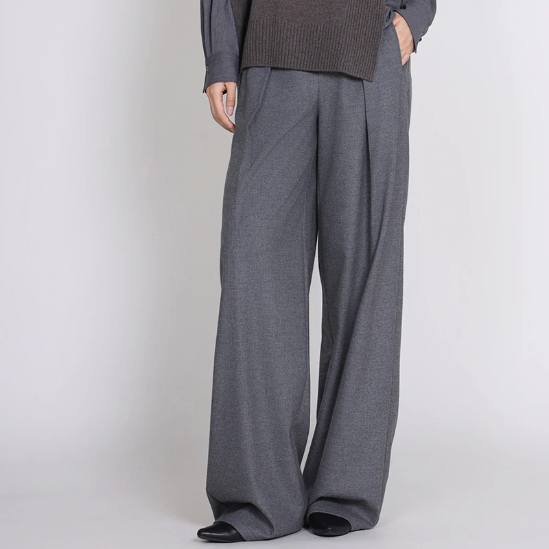 Jane express/简表达25冬新款宽腿裤直筒裤秋冬休闲裤DKZ53006