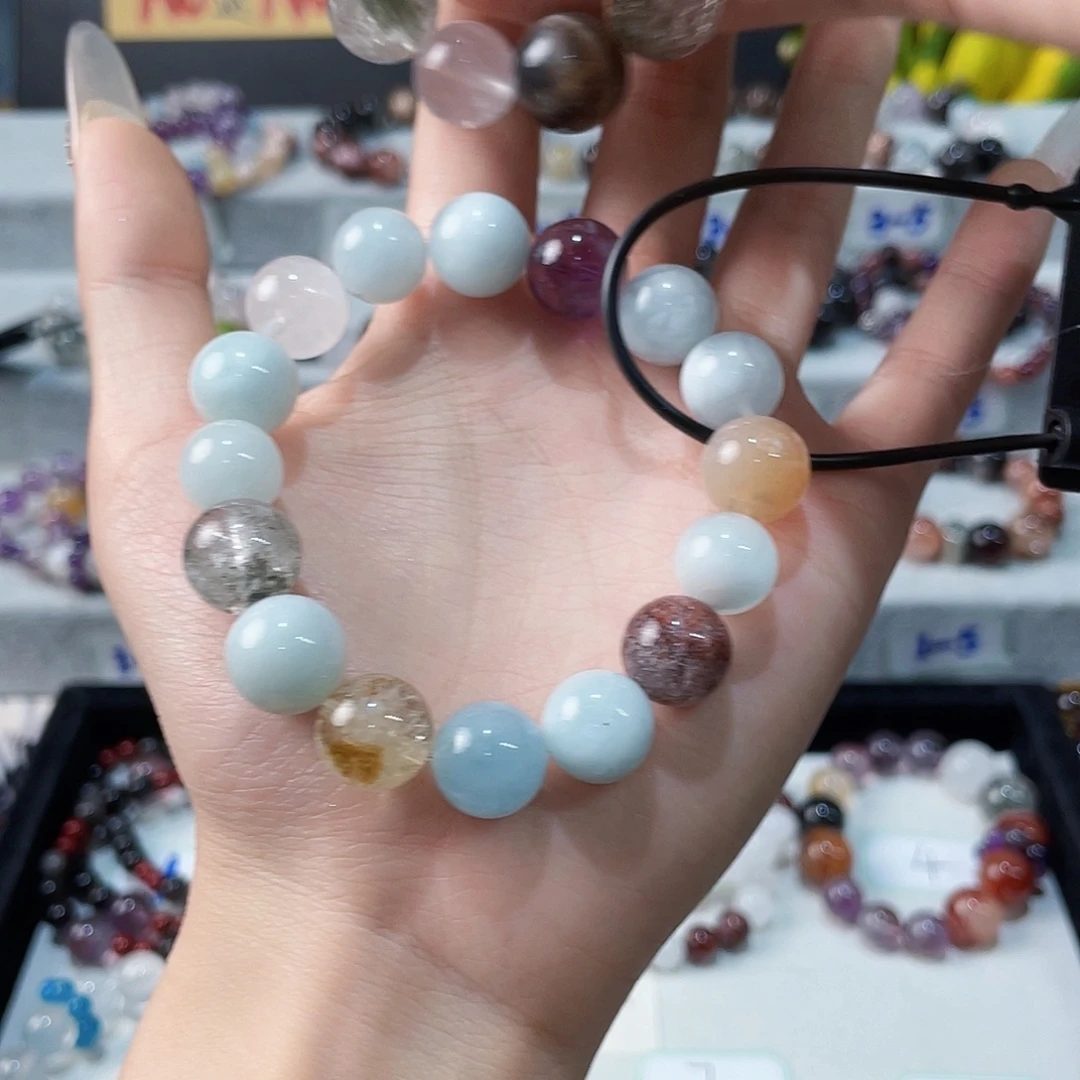 水晶手串未镶嵌海蓝宝