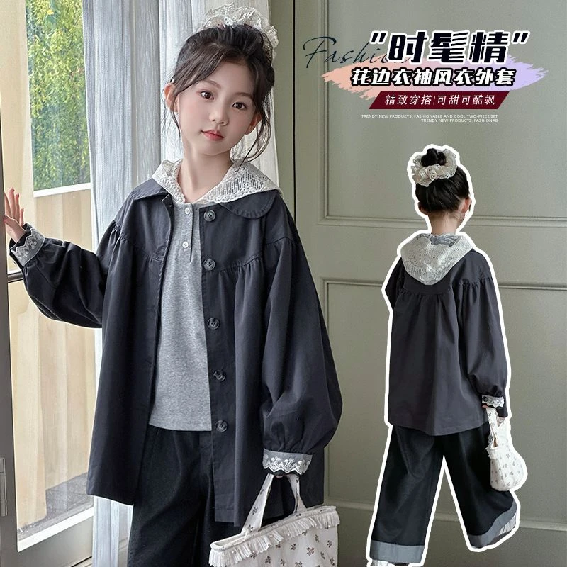 女童外套秋季2025新款儿童风衣独特好看秋装中大童时尚洋气风衣