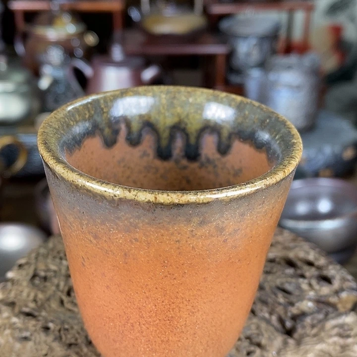 建水紫陶柴烧茶器，放漏炸，00076