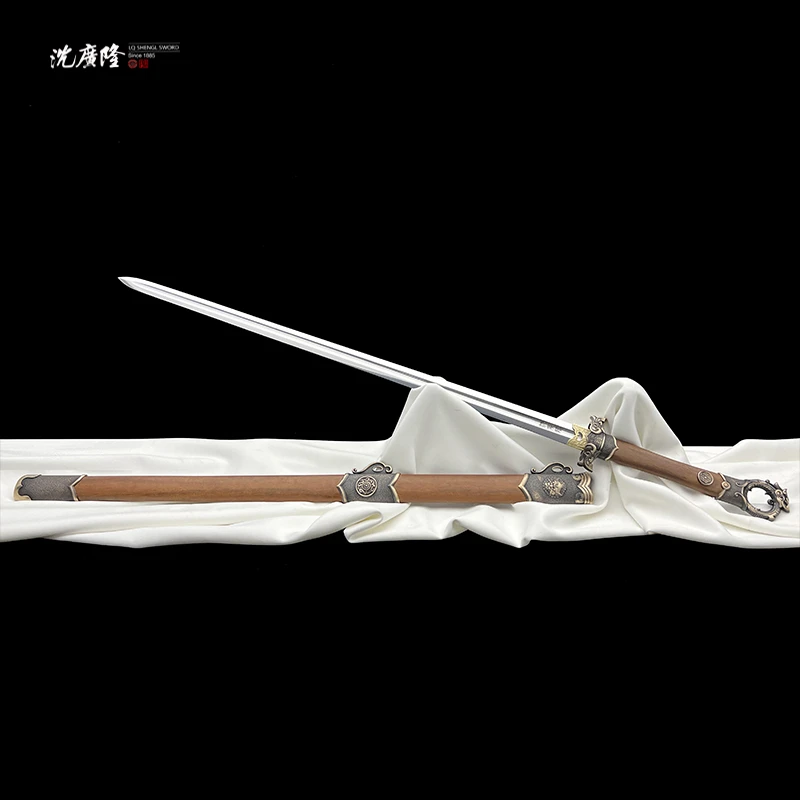 龙泉沈广隆-龙门环首剑 镜面单槽 黄铜 重蚁木 宝剑 手工 未开刃